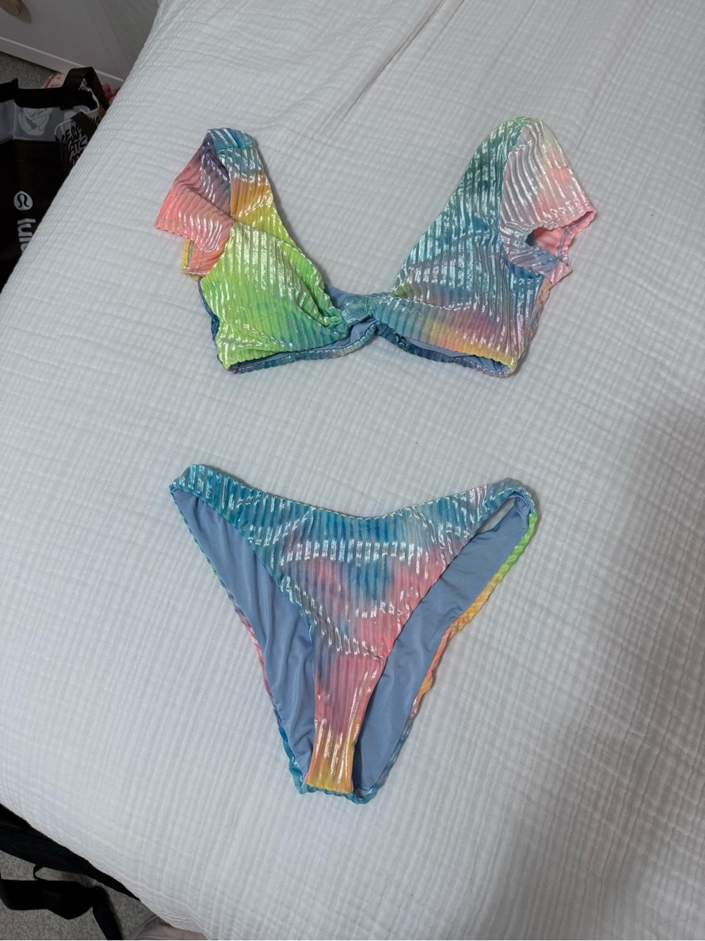 Dippin' Daisy's Pastel Rainbow Ribbed Bikini - Blue Pink Green Yellow Purple